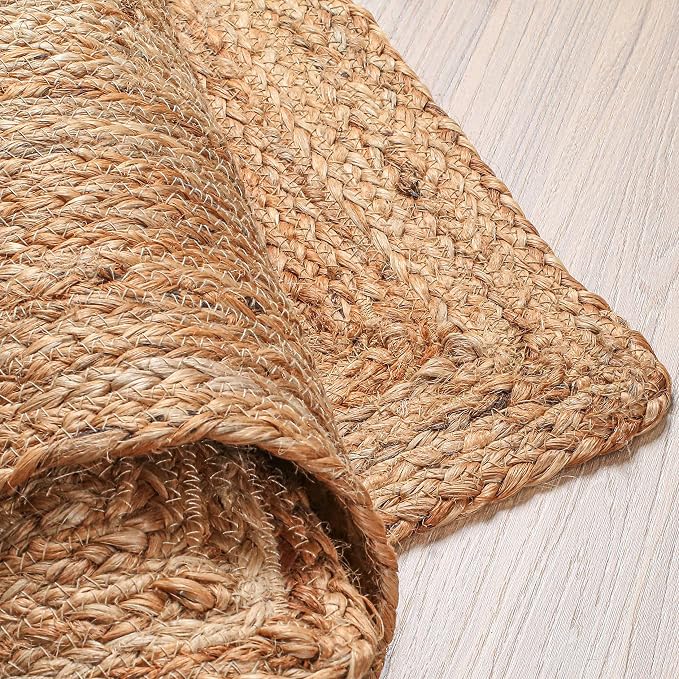 Hausattire Hand Woven Jute Braided Rug, Reversible Boho Entry Area Rugs - Image 5