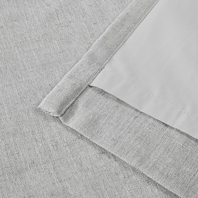 Vision Home Light Grey Pinch Pleated Full Blackout Curtains Linen Blended Room - Image 7