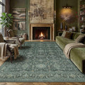 8x10 Washable Area Rug for Living Room Bedroom Vintage Green Non Slip Carpet by WondRg
