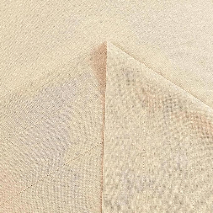 DWCN Beige Sheer Curtains Semi Transparent Voile Rod Pocket Curtains - Image 5