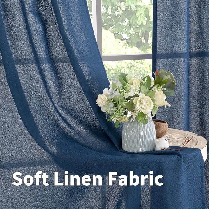 YoungsTex Navy Linen Curtains 84 Inch Length - Image 5