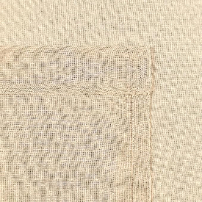 DWCN Beige Sheer Curtains Semi Transparent Voile Rod Pocket Curtains - Image 6