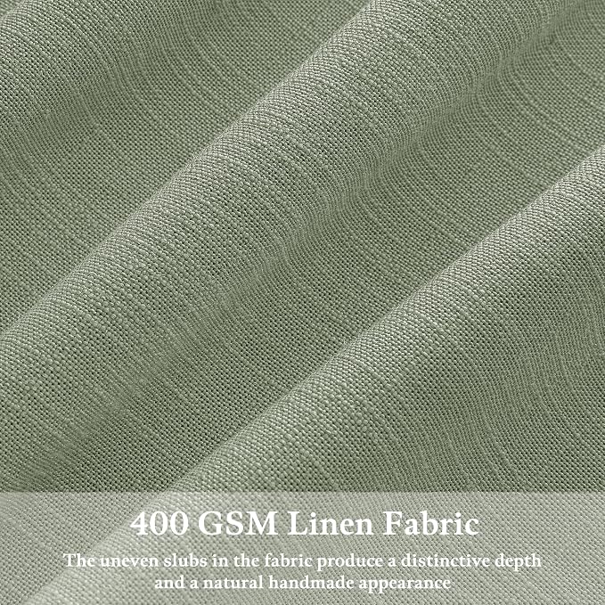 Sage Green 63 Inch Semi Sheer Memory Trained Pleated Linen Curtains 50x63 | - Image 3