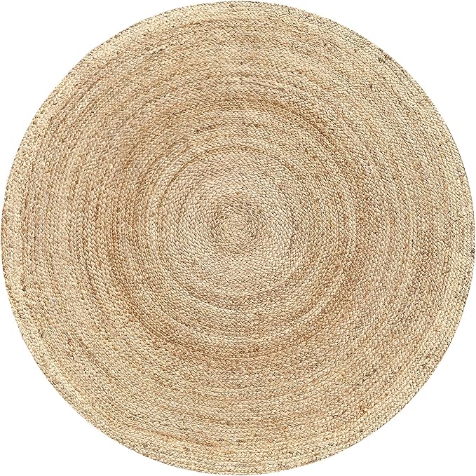 Hausattire Jute Braided Hand Woven Rug, 8 Feet Round – Natural, Boho Large Area - Image 3