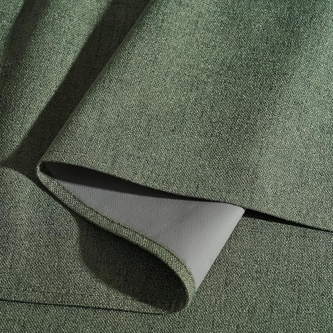 RYB HOME Olive Green 100% Blackout Linen Curtains 90 inches Long, Luxury - Image 4