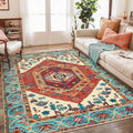 SERISSA Boho Area Rug 5x7 Orange, Washable Large Rugs by SERISSAHomeDecorCollection