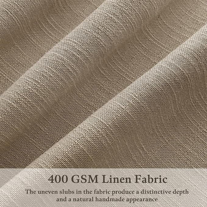 Pinch Pleat 84 Inch Semi Sheer Linen Memory Trained Curtains Camel Tan 50W | - Image 3