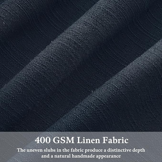 Pinch Pleat Linen Dark Blue Linen Light Filtering Curtains 72 Inch 2 Panels | - Image 3