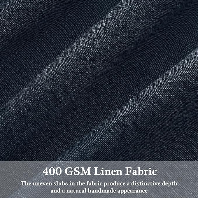 Navy Blue Pinch Pleat Light Filtering Thick Linen Curtains 102 Inches Long | - Image 3