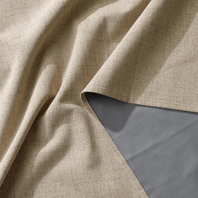 RYB HOME Burlap 100% Blackout Linen Curtains - Image 7