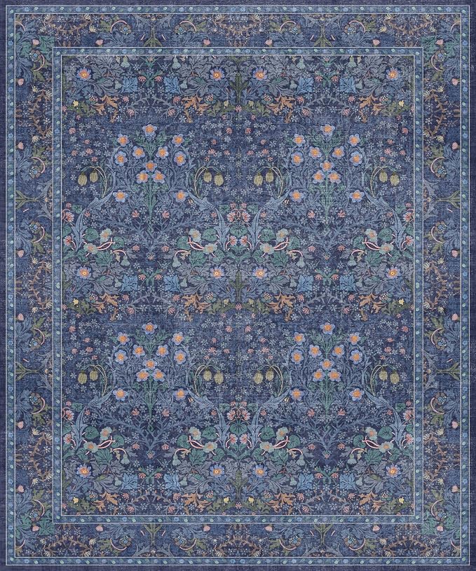 Washable Dark Blue Rug for Living Room - Image 2