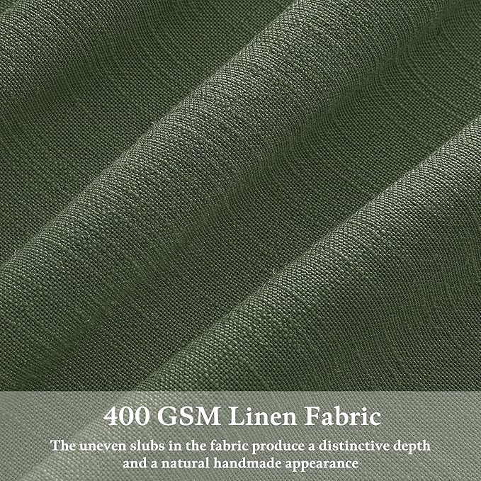 Green Linen Pinch Pleated Semi Sheer Curtains - Image 3
